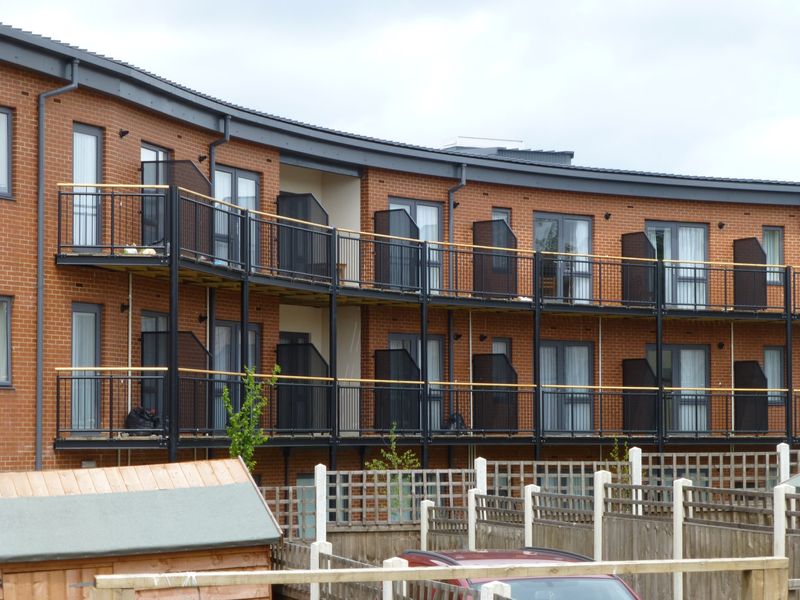 Balconies following the curve of an apartment block